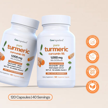 Turmeric Curcumin Complex 1000mg – 95% Curcuminoids with Black Pepper & MCT Oil